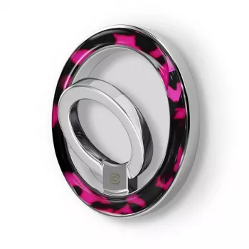 Magnetický držák telefonu na prst Crong Deluxe RING Holder MagSafe (růžová želvovina)