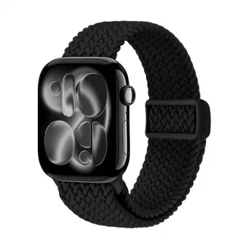 Crong Wave Band pletený řemínek na Apple Watch 38/40/41/42 mm (černý)