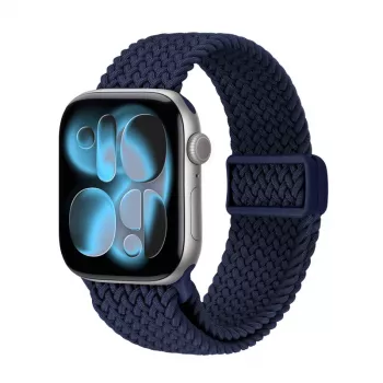 Tkaný textilní pásek Crong Wave Band pro Apple Watch 38/40/41/42 mm (námořnická modrá)