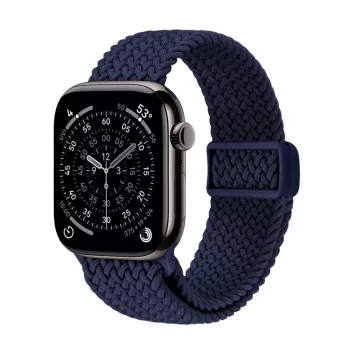 Tkaný nylonový náramek Solo Loop Crong Wave Band pro Apple Watch 44/45/46/49 mm (námořnická modrá)