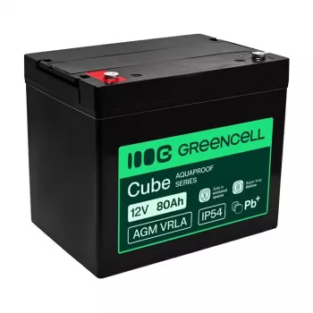 Bezúdržbová baterie GREEN CELL Greencell AGM VRLA 12V 80Ah pro UPS, váhy, obytné vozy (260x168x216mm)