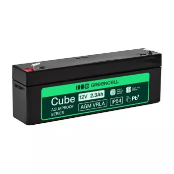 Bezúdržbová baterie Greencell AGM VRLA 12V 2,5Ah pro pokladny, hračky (178x36x66mm)