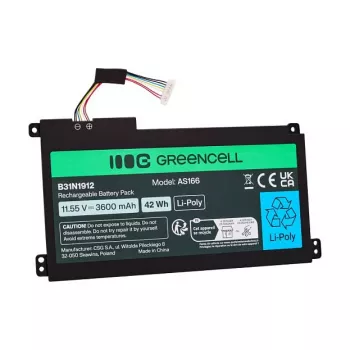 Baterie Green Cell pro ASUS C31N1912 / B31N1912, 3 články, 42Wh, 11,55V, Li-ion polymer, černá