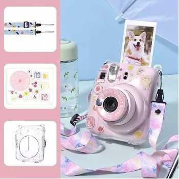 LOVEINSTANT pouzdro pro Fujifilm Instax Mini 12 se samolepkami - Yogurt Rabbit