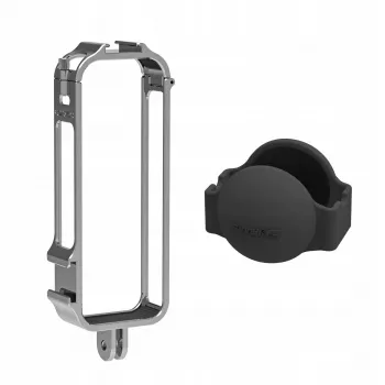 SUNNYLIFE Frame Mount Protective Housing with 2x Cold Shoe Mounts and Silicone Lens Cap for Insta360 X4 (Black)