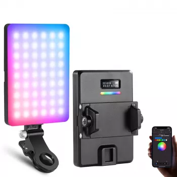 NEEWER VL67C RGB LED video světlo 5W s klipem na telefon a Bluetooth ovládáním v aplikaci