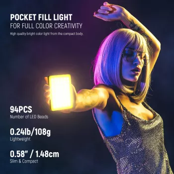 NEEWER VL67C RGB LED video světlo 5W s klipem na telefon a Bluetooth ovládáním v aplikaci