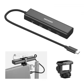 NEEWER PS020E USB-C hub 4-in-1 s 5x USB-C 10Gbps 100W PD, držákem na studenou botku a závitem 1/4 inch
