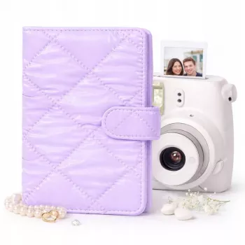 LOVEINSTANT fotoalbum na 108 fotografií kompatibilní s Fujifilm Instax Mini 12 40 11 9 8 7 Evo LiPlay Link, fialová prošívaná