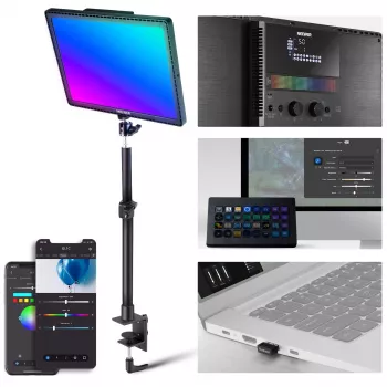 NEEWER GL1C RGB LED video panel 48W s nastavitelným světelným stativem, CRI≥97, 2,4G dálkové ovládání a ovládání aplikací pro streaming a gaming