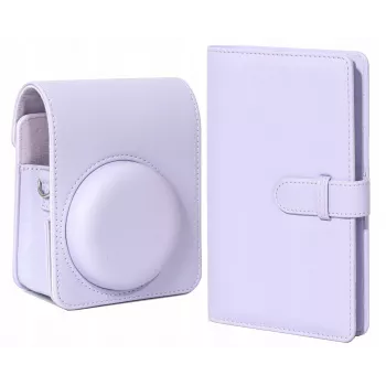 LOVEINSTANT pouzdro na kameru a fotoalbum sada pro Fujifilm Instax Mini 13 - fialová