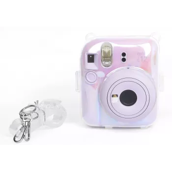 Sada LOVEINSTANT 2v1 pouzdro kryt pouzdro na přenášení pro Fuji Instax Mini 12 úložná krabice na fotografie průhledná shimmer