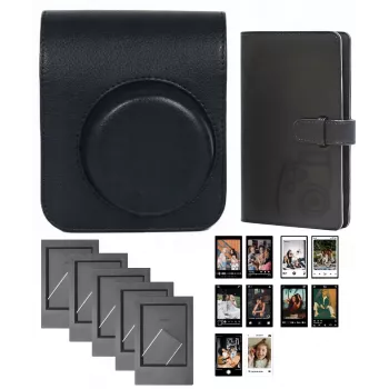 LOVEINSTANT 4-in-1 sada příslušenství pro Fujifilm Instax Mini 41 - černé pouzdro, album, rámečky a samolepky