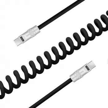 Newell USB-C na USB-C kabel 100W 1,5m silikonový spirálový černý