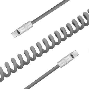 Newell USB-C to USB-C Cable 100W, 1.5m, Silicone, Coiled, Grey