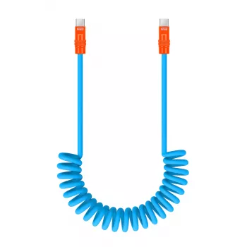 Newell USB-C na USB-C kabel 100W 1,5m silikonový spirálový modro-oranžový