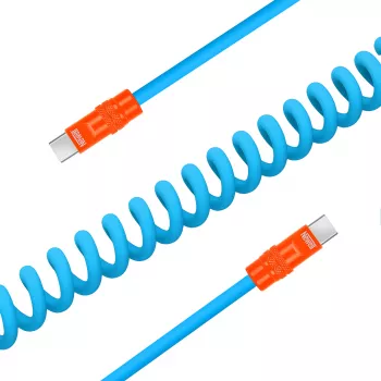 Newell USB-C na USB-C kabel 100W 1,5m silikonový spirálový modro-oranžový