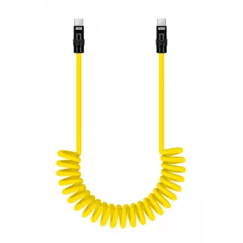 Newell USB-C na USB-C kabel 100W, 1,5m, silikonový, spirálový, žluto-černý