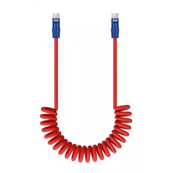 Newell USB-C na USB-C kabel 100W 1,5m silikonový spirálový červeno-tmavě modrý