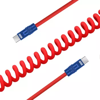Newell USB-C na USB-C kabel 100W 1,5m silikonový spirálový červeno-tmavě modrý
