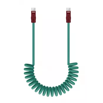 Newell USB-C na USB-C kabel 100W, 1,5m, silikonový, spirálový, zeleno-burgundský