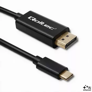 Kabel USB-C na DisplayPort Qoltec 1 m – 5K 60Hz – černý