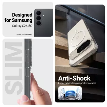 Magnetické průhledné pouzdro Crong Hybrid Clear pro Samsung Galaxy S26, kompatibilní s MagSafe, průhledné