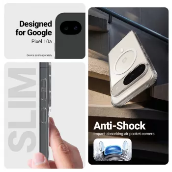 Magnetické průhledné pouzdro Crong Hybrid Clear MagSafe pro Google Pixel 10a, průhledné