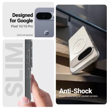 Magnetické průhledné pouzdro Crong Hybrid Clear s MagSafe pro Google Pixel 10 / 10 Pro, průhledné