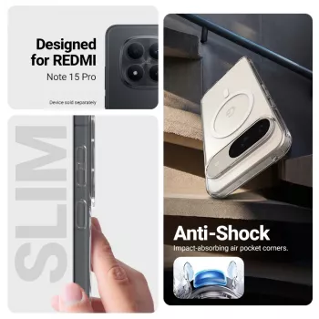 Magnetické průhledné pouzdro Crong Hybrid Clear pro Xiaomi Redmi Note 15 Pro 5G, průhledné