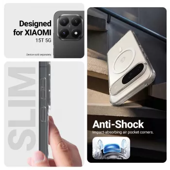 Magnetické průhledné pouzdro Crong Hybrid Clear MagSafe pro Xiaomi 15T, průhledné