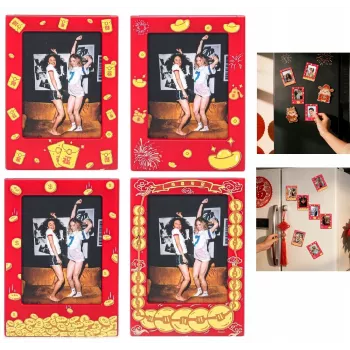 LOVEINSTANT 4x magnetický fotorámeček pro Instax Mini, červená/zlatá