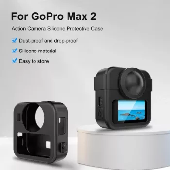 PULUZ 3-in-1 sada ochranné pouzdro, krytka objektivu, popruh na ruku pro GoPro Max 2 - černá