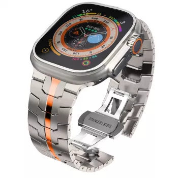 TECH-PROTECT STAINLESS LINE řemínek Apple Watch 44/45/46/49 mm titan/oranžový