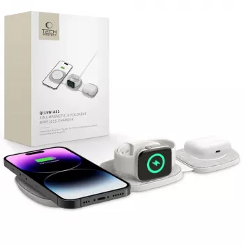 Tech-Protect QI15W-A32 3IN1 MagSafe bezdrátová nabíjecí stojánek šedý