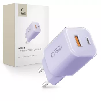 Síťová nabíječka TECH-PROTECT NCM33 2portová PD 33W / QC3.0 Baby Purple