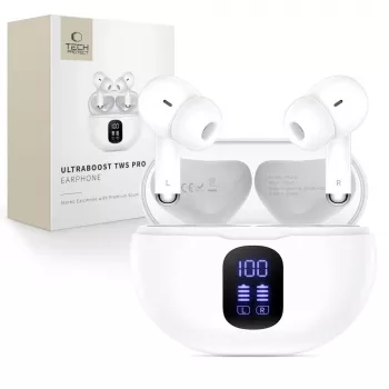 TECH-PROTECT ULTRABOOST TWS Earphone Pro G2, bílý