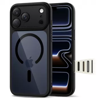 TECH-PROTECT MagPeak MagSafe Hybrid Back Cover for Apple iPhone 17 Pro Max, Black/Clear