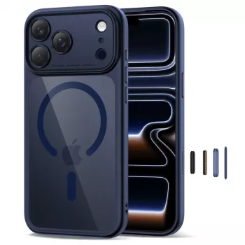 Hybridní pouzdro TECH-PROTECT MAGPEAK MagSafe pro Apple iPhone 17 Pro, Deep Blue/Clear