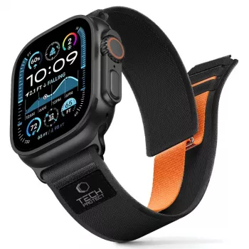 TECH-PROTECT NYLON ELITE Apple Watch 8 / 9 / 10 / 11 / SE / Ultra (44 / 45 / 46 / 49 mm) černý/oranžový