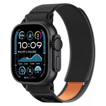 TECH-PROTECT NYLON ELITE Apple Watch 8 / 9 / 10 / 11 / SE / Ultra (44 / 45 / 46 / 49 mm) černý/oranžový