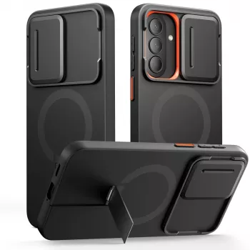 TECH-PROTECT Kevlar Aura MagSafe pouzdro pro Samsung Galaxy A57, černá/oranžová