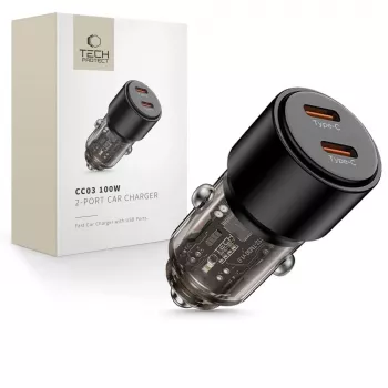 TECH-PROTECT CC03 autodobíječka 2 porty PD 100W, černá