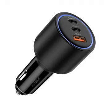 TECH-PROTECT CC04 autodobíječka 3 porty PD 175W, černá