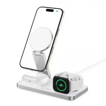 TECH-PROTECT QI15W-A47 3v1 magnetická MagSafe bezdrátová nabíječka bílá