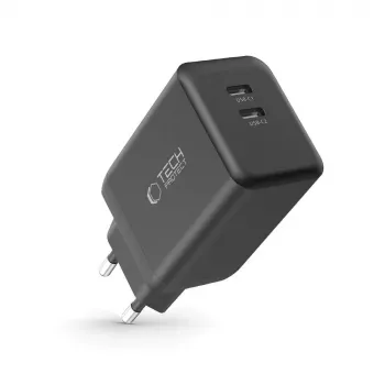 Síťová nabíječka TECH-PROTECT NC45W-GAN 2portová PD 45W, černá
