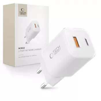 Síťová nabíječka TECH-PROTECT NCM33 2portová PD 33W / QC3.0, bílá