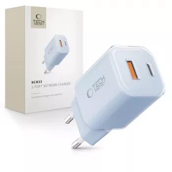 Síťová nabíječka TECH-PROTECT NCM33 2portová PD 33W / QC3.0, baby blue