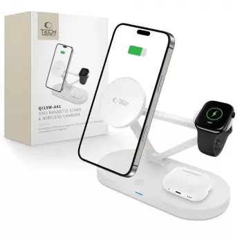 Tech-Protect QI15W-A41 3IN1 MagSafe bezdrátová nabíjecí stanice bílá