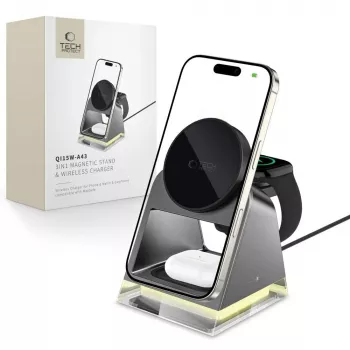 Tech-Protect QI15W-A43 3IN1 MagSafe bezdrátová nabíjecí stanice černá
